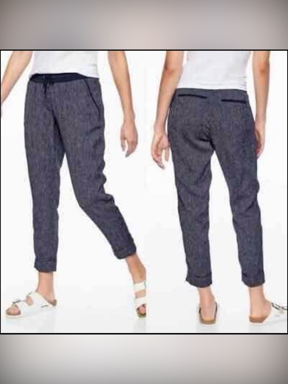 Athleta Women's Navy Stripped Linen Jogger Pantsy